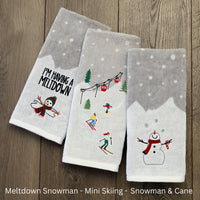 Snowman & Candy Cane 2-Piece Hand Towel Set, Gray