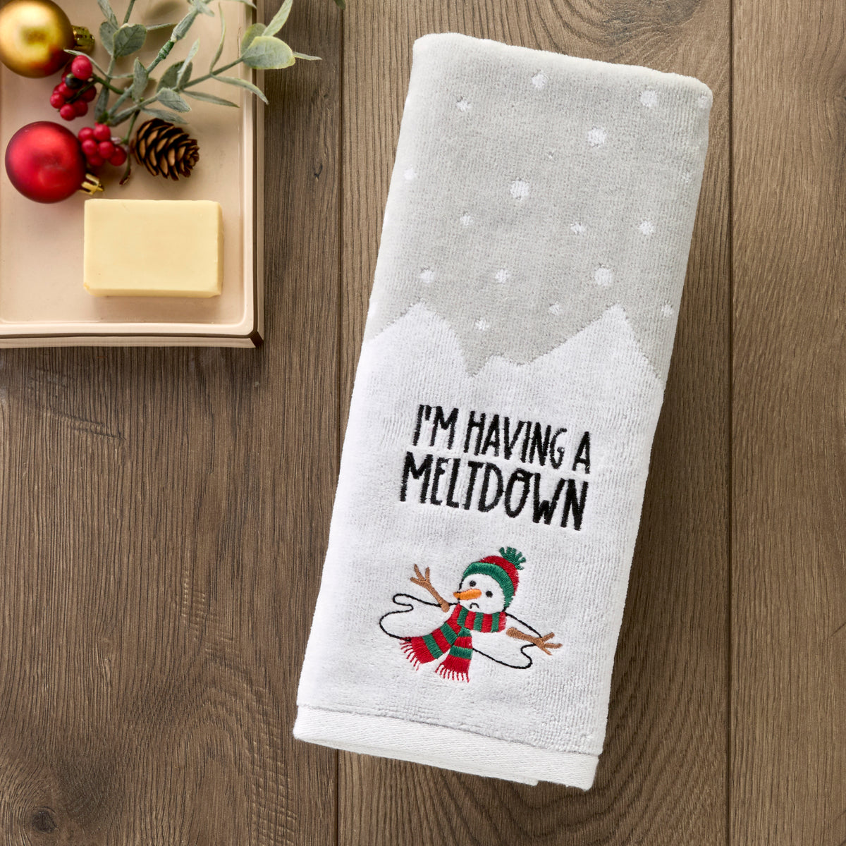 Meltdown Snowman 2-Piece Hand Towel Set, Multi