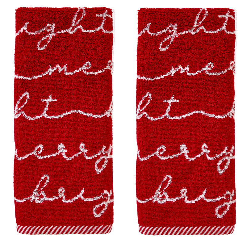 Merry And Bright 2-Piece Hand Towel Set, Red