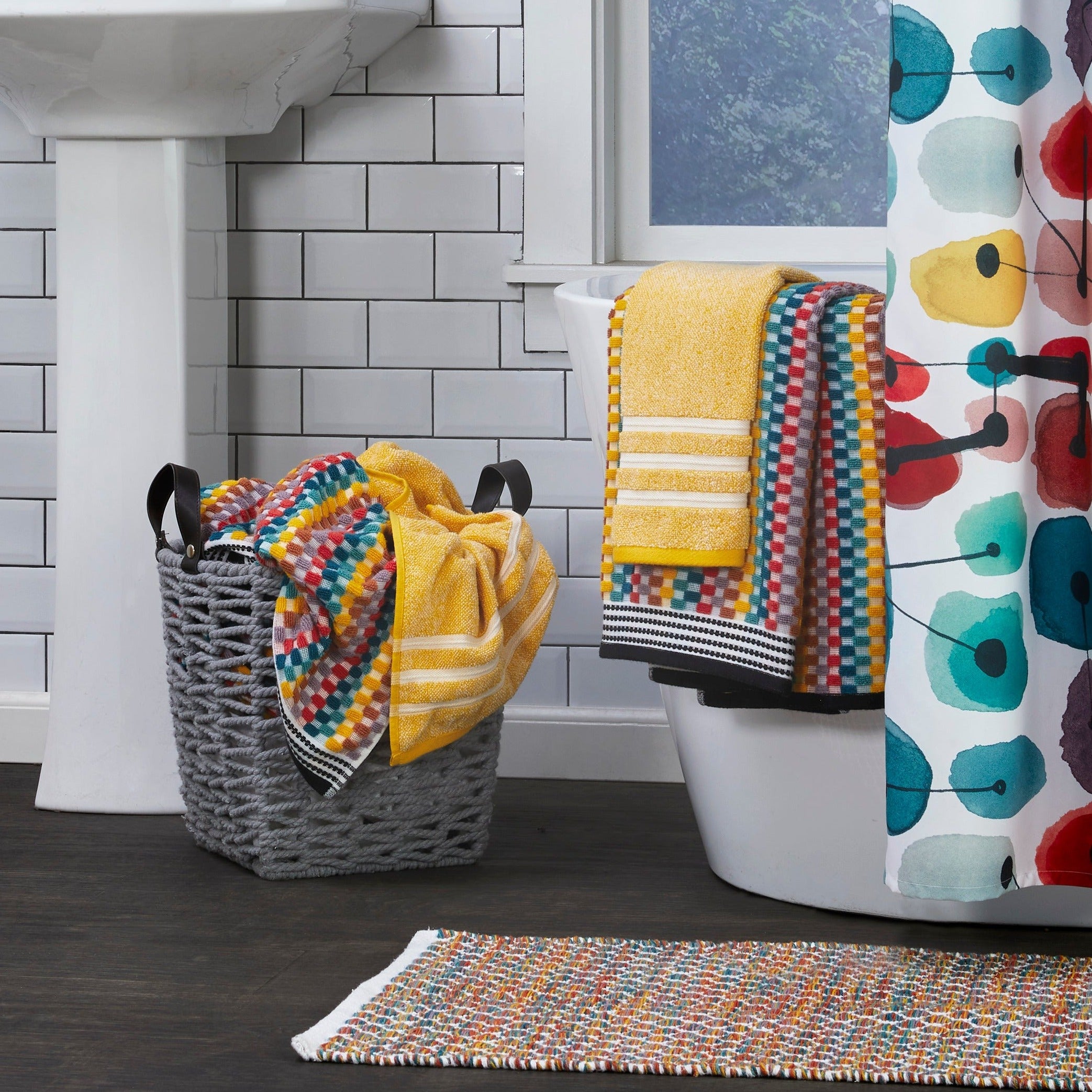 Mid-Century 2-Piece Hand Towel Set, Yellow