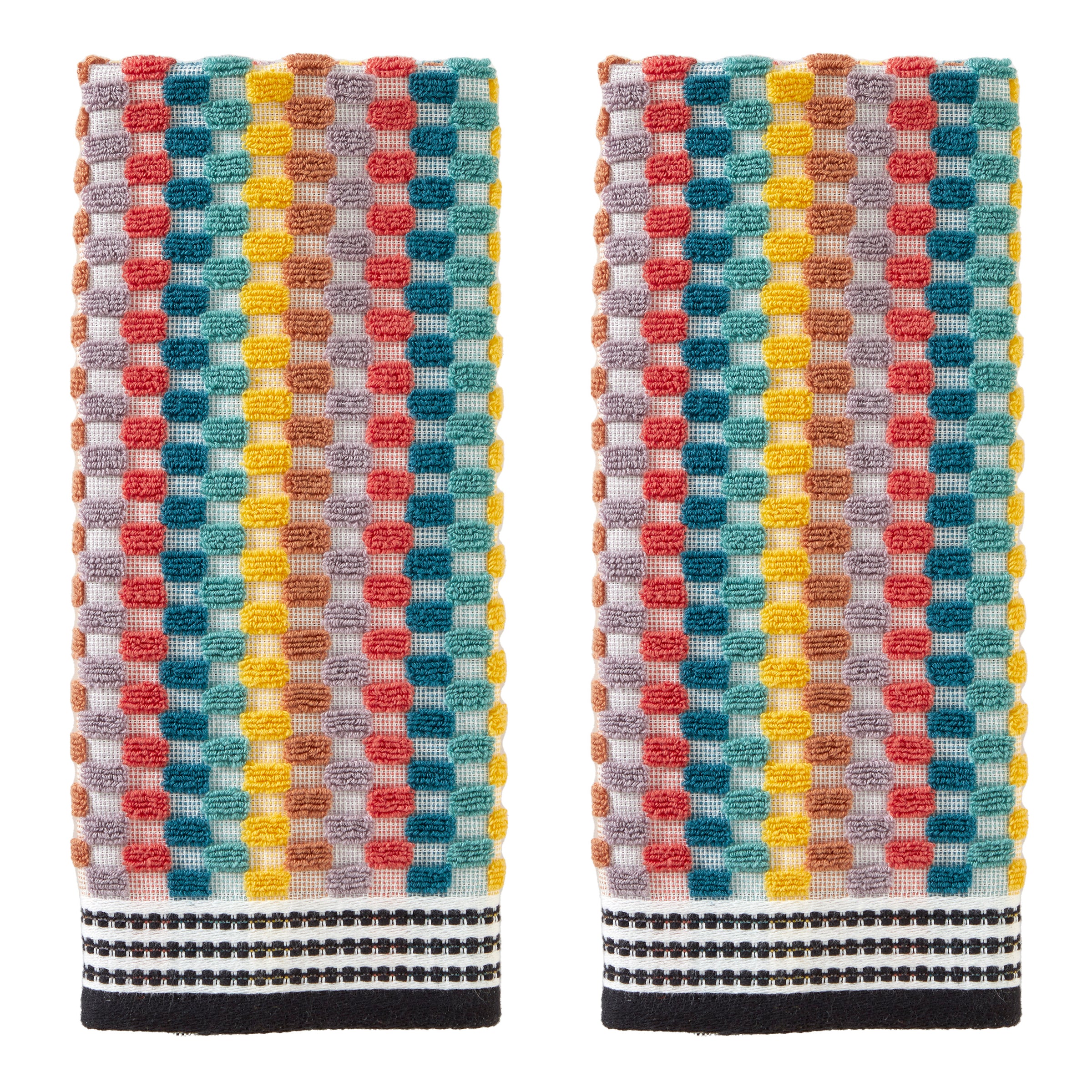Mid-Century 2-Piece Hand Towel Set, Multi