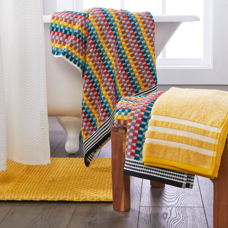 Mid-Century 2-Piece Hand Towel Set, Yellow