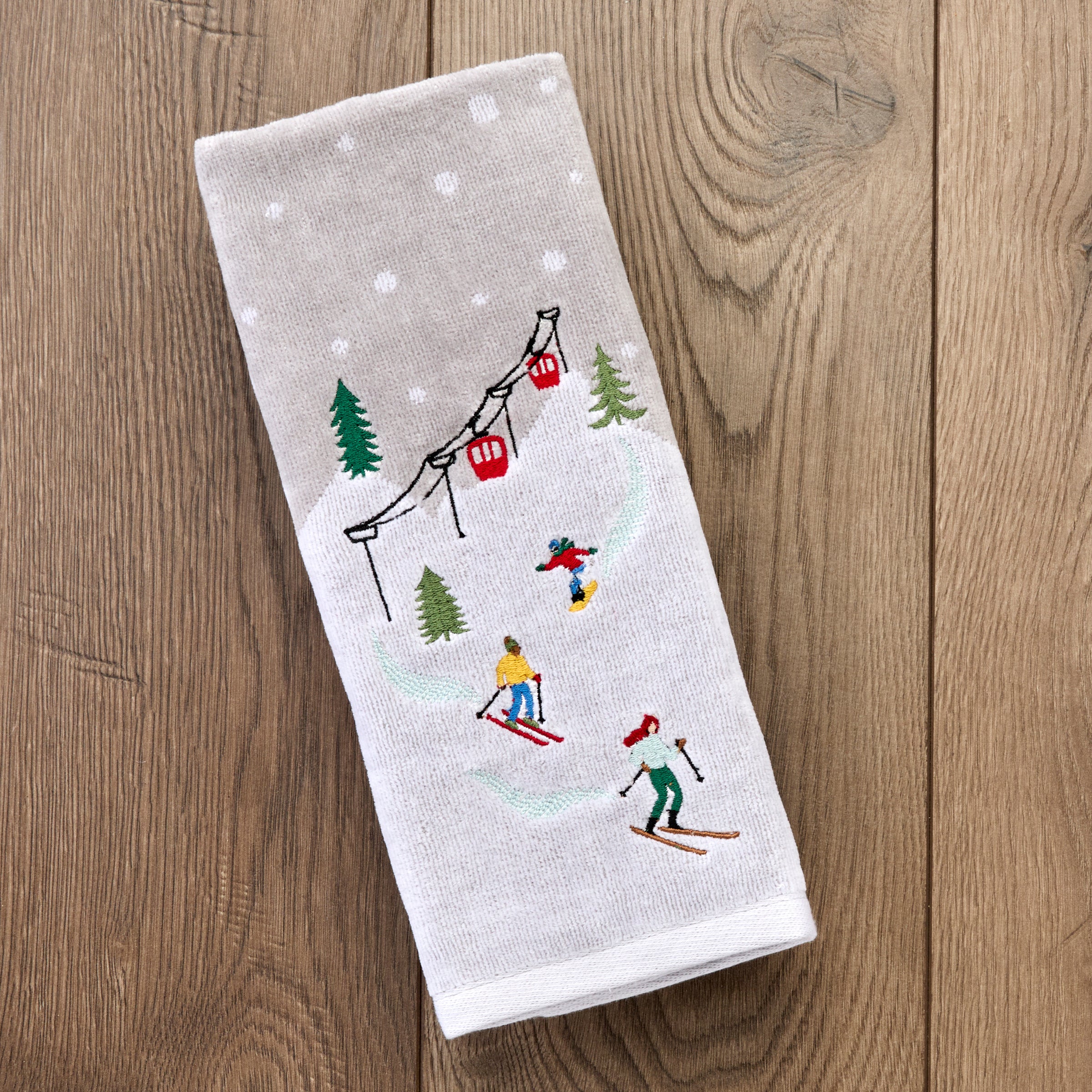 Mini Skiing Jacquard 2-Piece Hand Towel Set, Multi