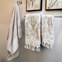 Mirage Fringe 2-Piece Turkish Cotton Hand Towel Set, Taupe