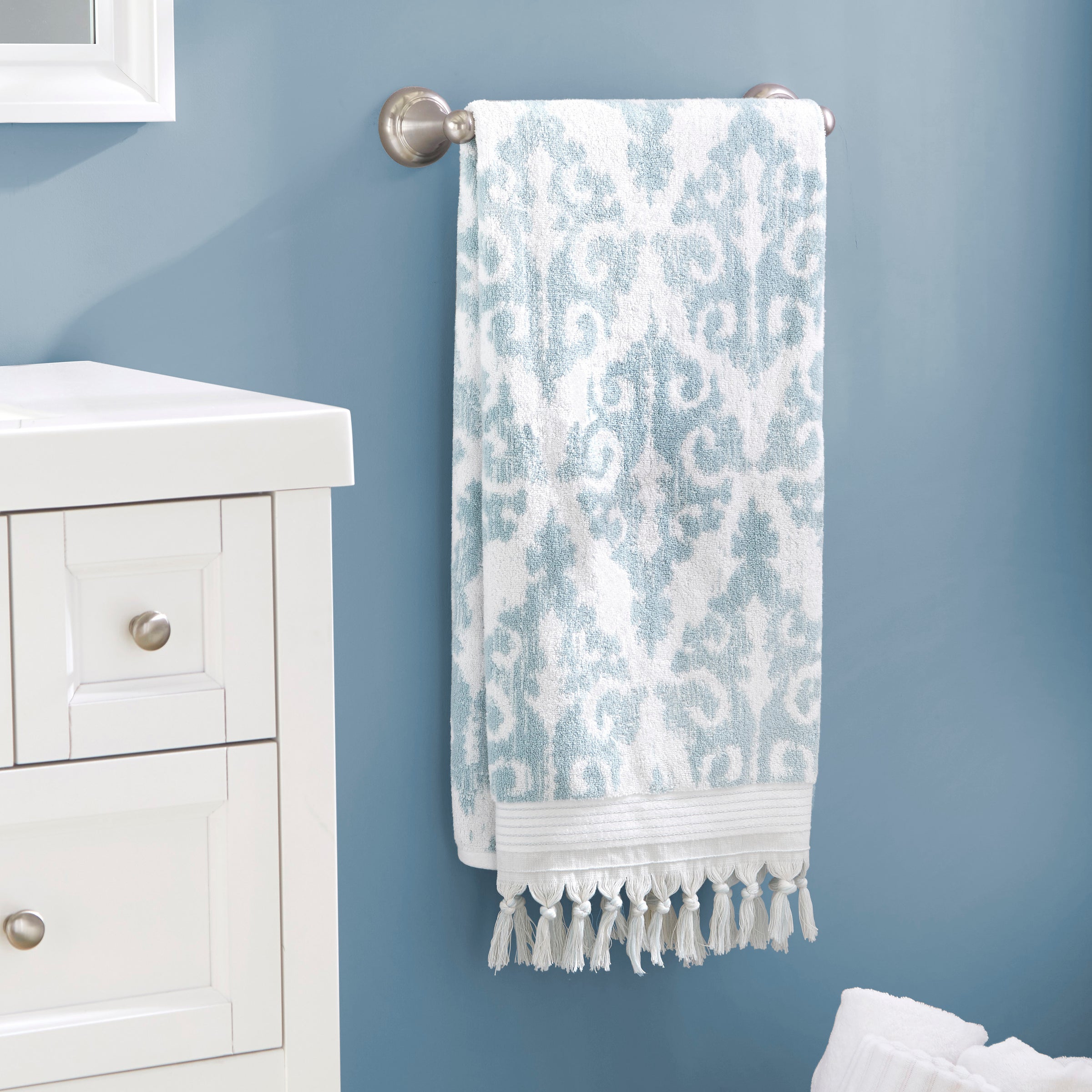 Mirage Fringe Turkish Cotton Bath Towel, Aqua