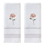 Misty Floral 2-Piece Hand Towel Set, White