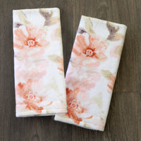 Misty Floral 2-Piece Hand Towel Set, Blush