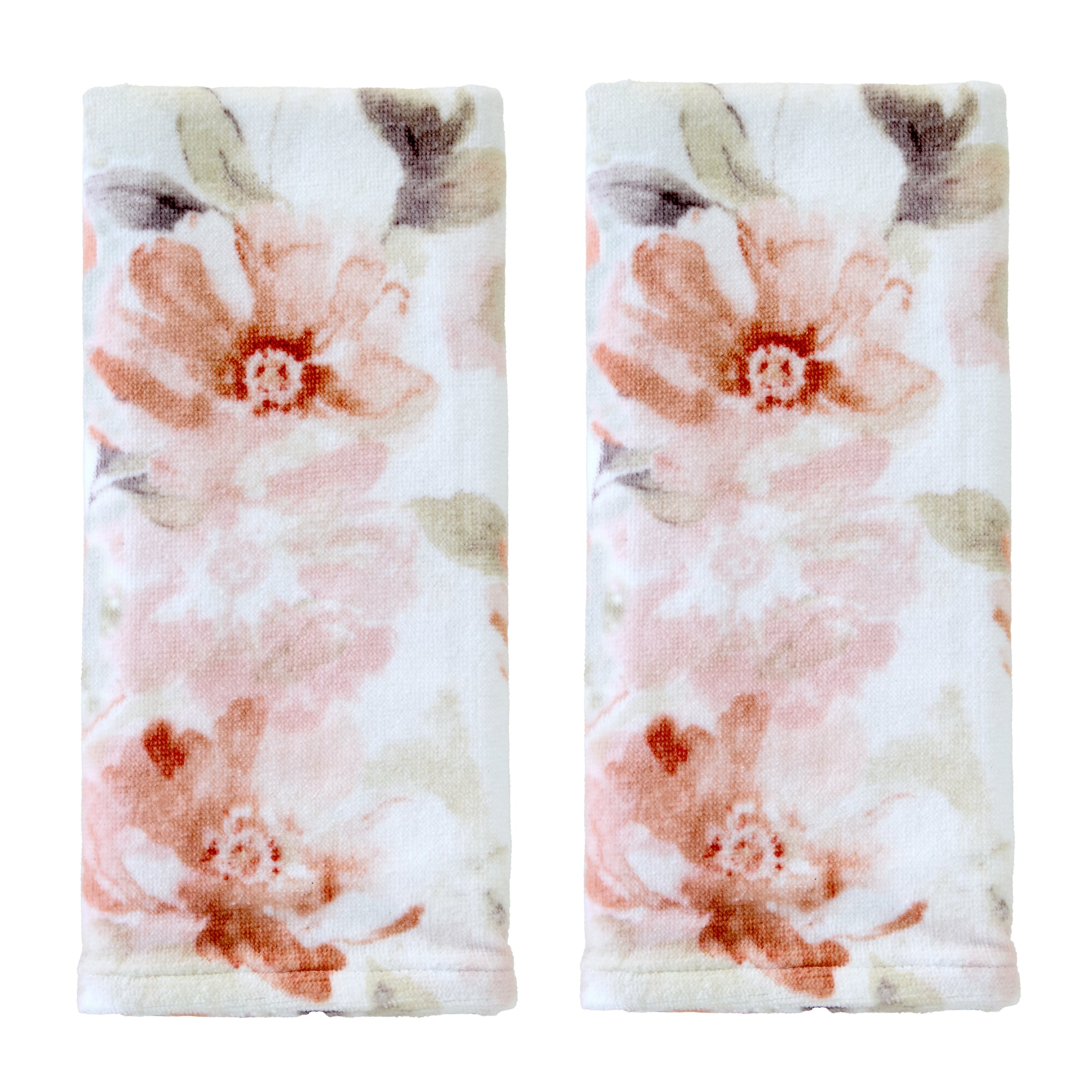 Misty Floral 2-Piece Hand Towel Set, Blush