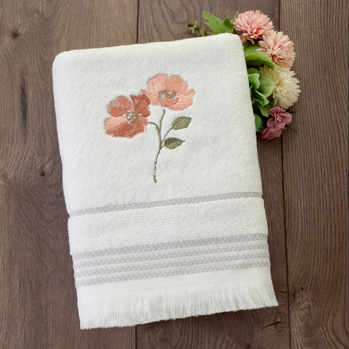 Misty Floral Bath Towel, White