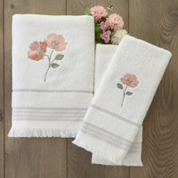 Misty Floral Bath Towel, White