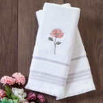 Misty Floral 2-Piece Hand Towel Set, White