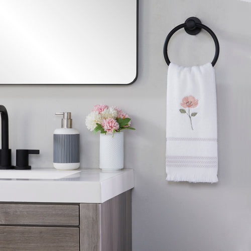 Misty Floral 2-Piece Hand Towel Set, White