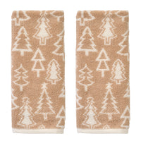 Mod Tree Jacquard 2-Piece Hand Towel Set, Tan