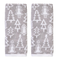 Mod Tree Jacquard 2-Piece Hand Towel Set, Gray