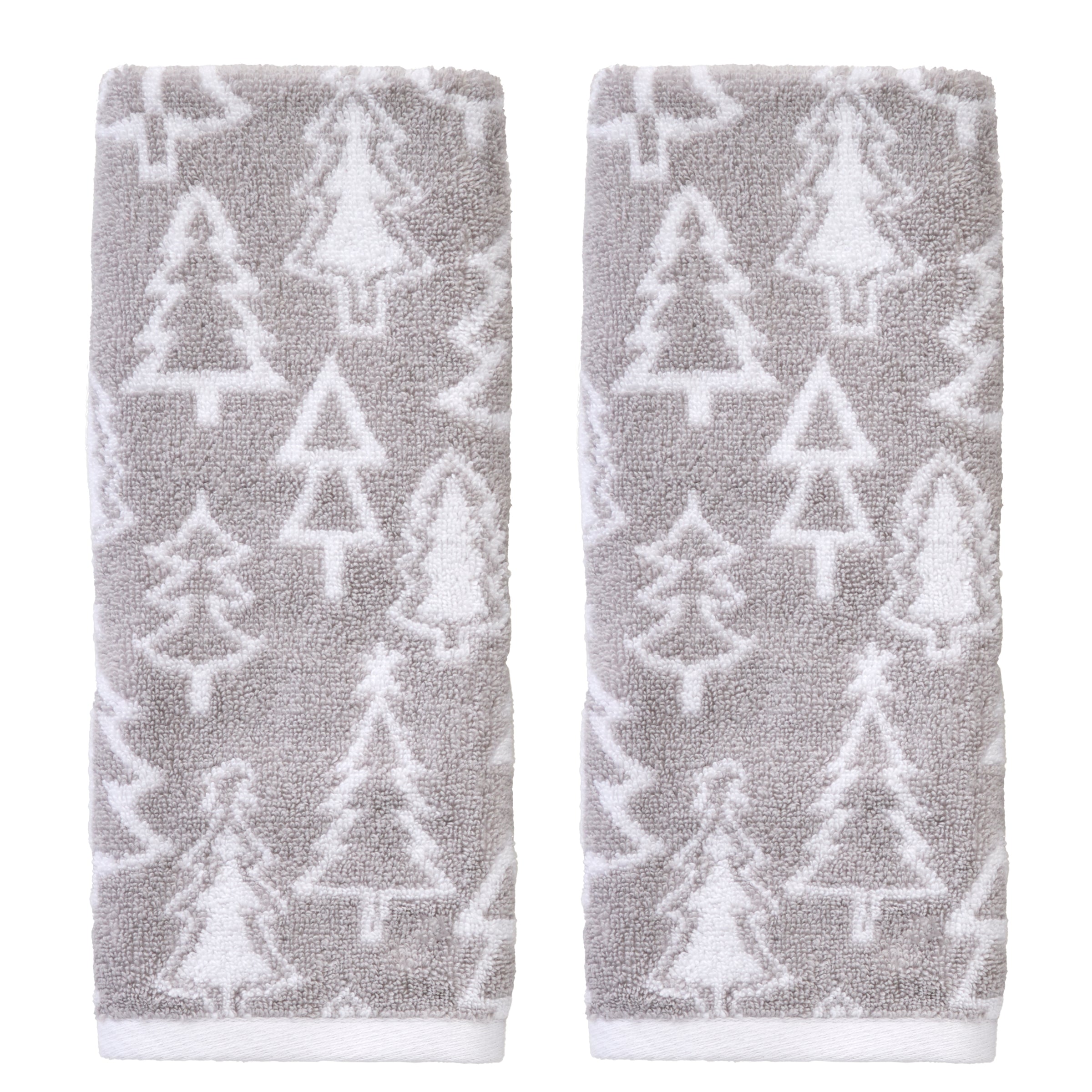 Mod Tree Jacquard 2-Piece Hand Towel Set, Gray
