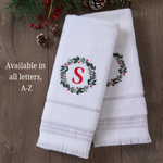 Wreath Monogram “H" 2-Piece Hand Towel Set, White