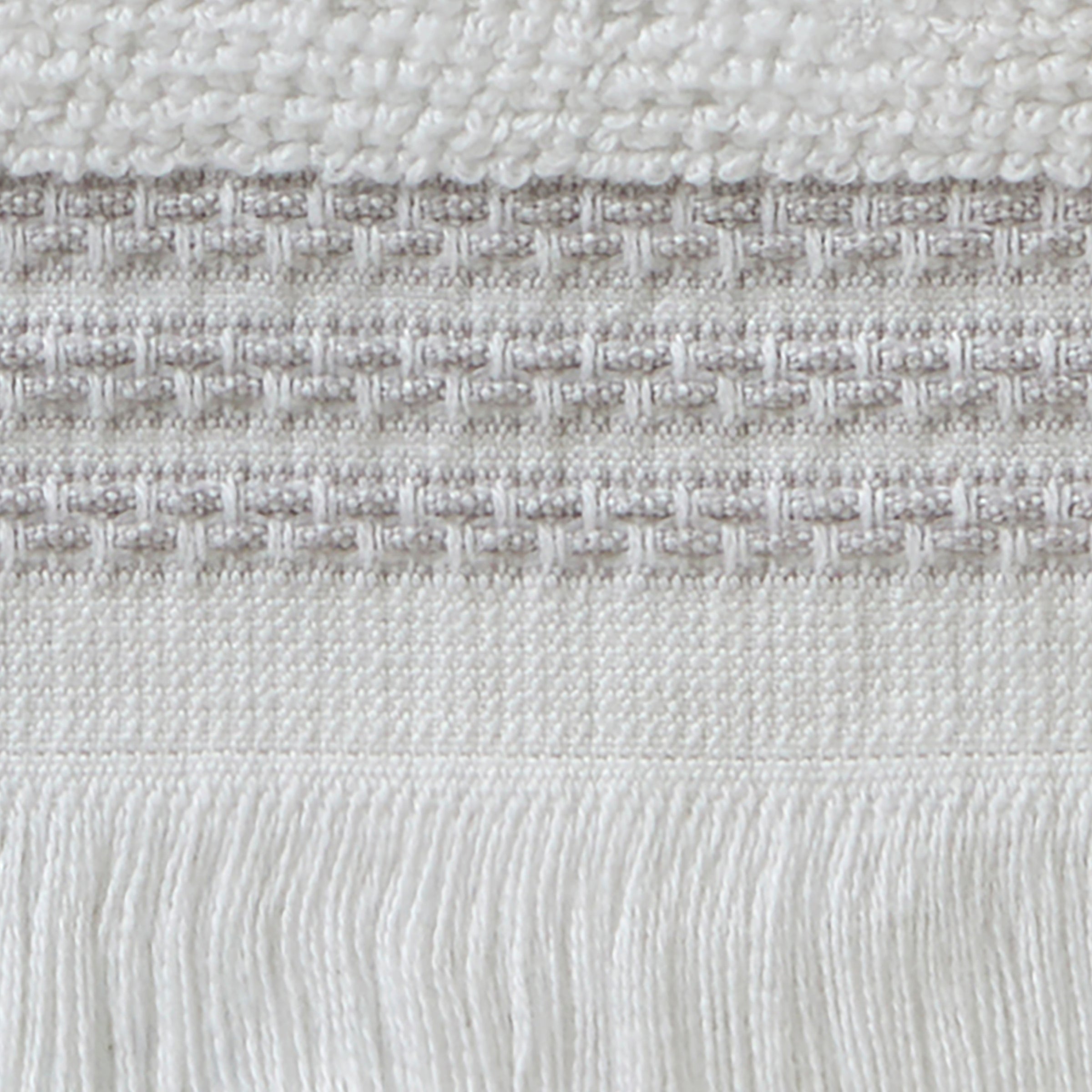 Casual Fringe 2-Piece Cotton Hand Towel Set, White