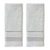 Casual Fringe 2-Piece Cotton Hand Towel Set, White