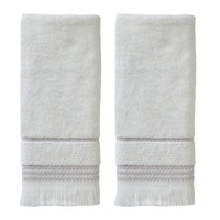 Casual Fringe 2-Piece Cotton Hand Towel Set, White