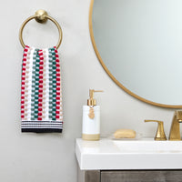 Multi Mod Stripe 2-Piece Hand Towel Set, Sage/Red Multi