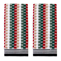 Multi Mod Stripe 2-Piece Hand Towel Set, Sage/Red Multi