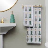 Multi Trees Jacquard 2-Piece Hand Towel Set, Multi