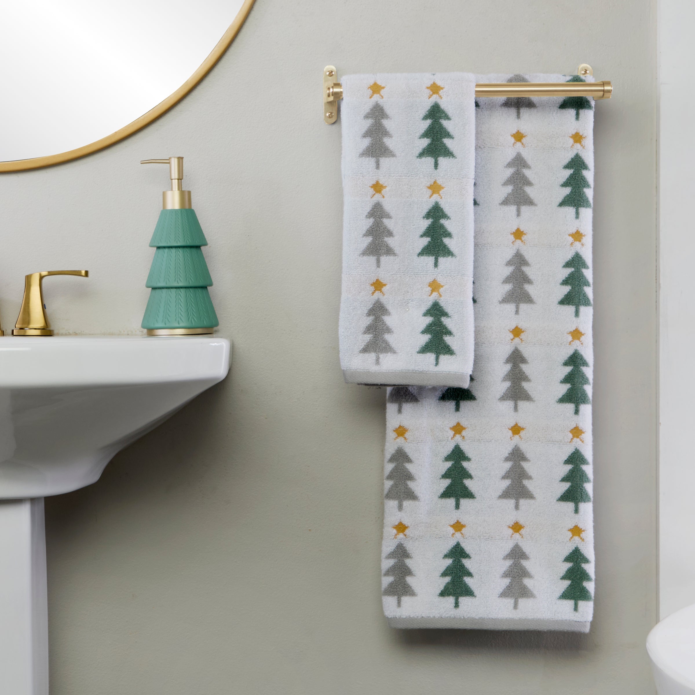 Multi Trees Jacquard 2-Piece Hand Towel Set, Multi