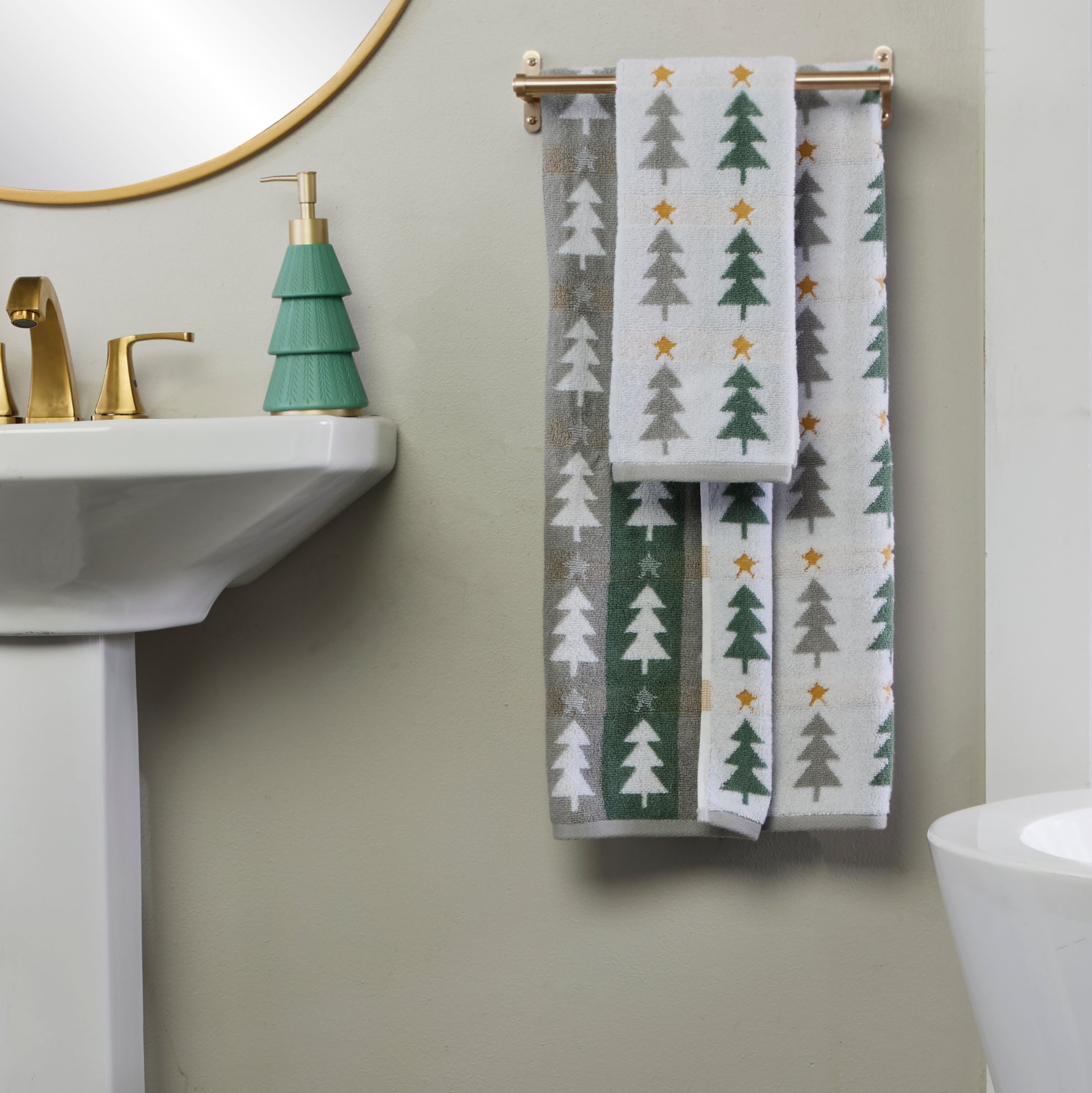 Multi Trees Jacquard Bath Towel, Multi