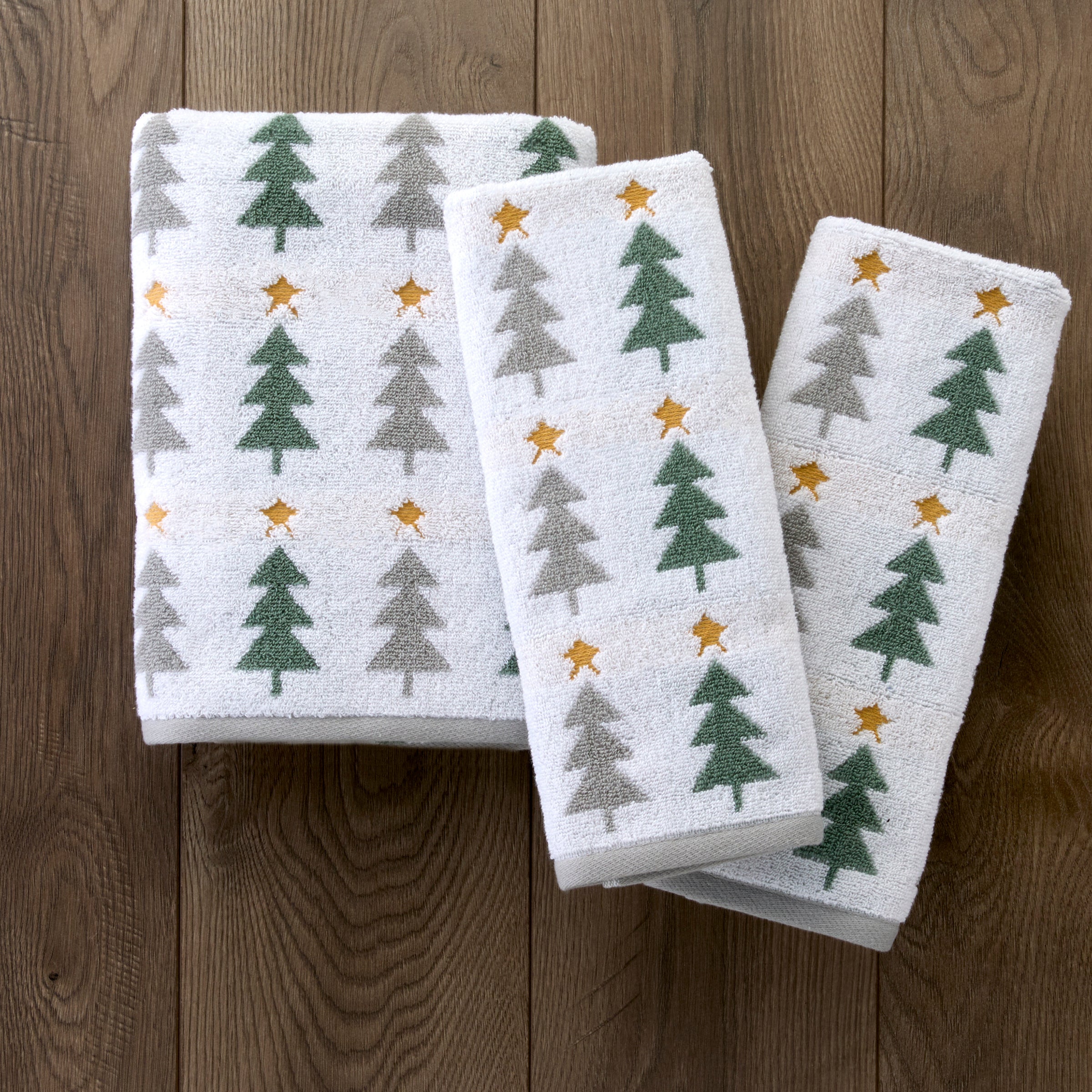 Multi Trees Jacquard 2-Piece Hand Towel Set, Multi
