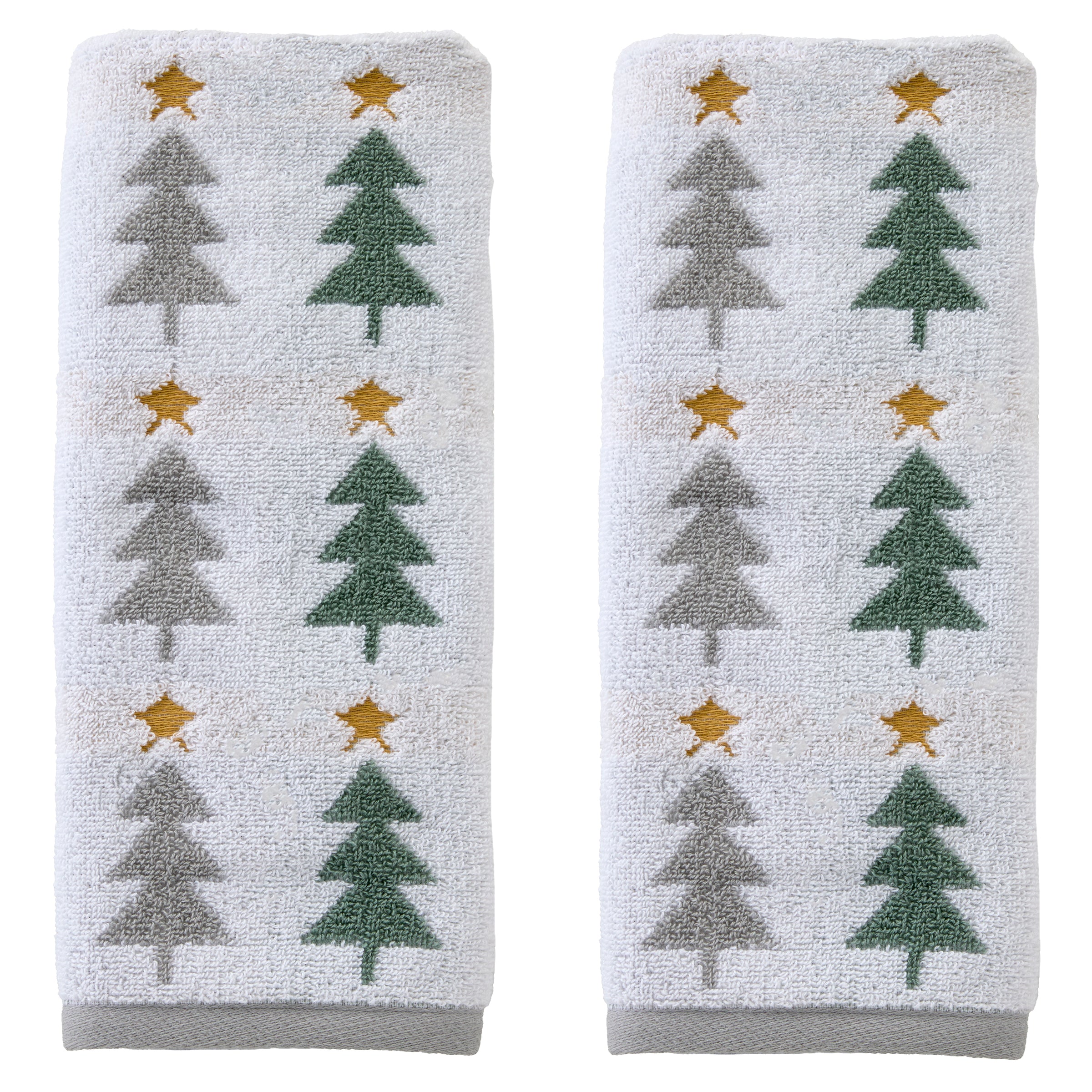 Multi Trees Jacquard 2-Piece Hand Towel Set, Multi