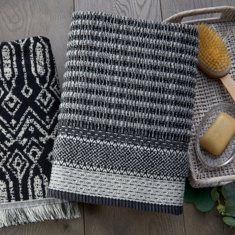 Lewis Jacquard Bath Towel, Black/Linen