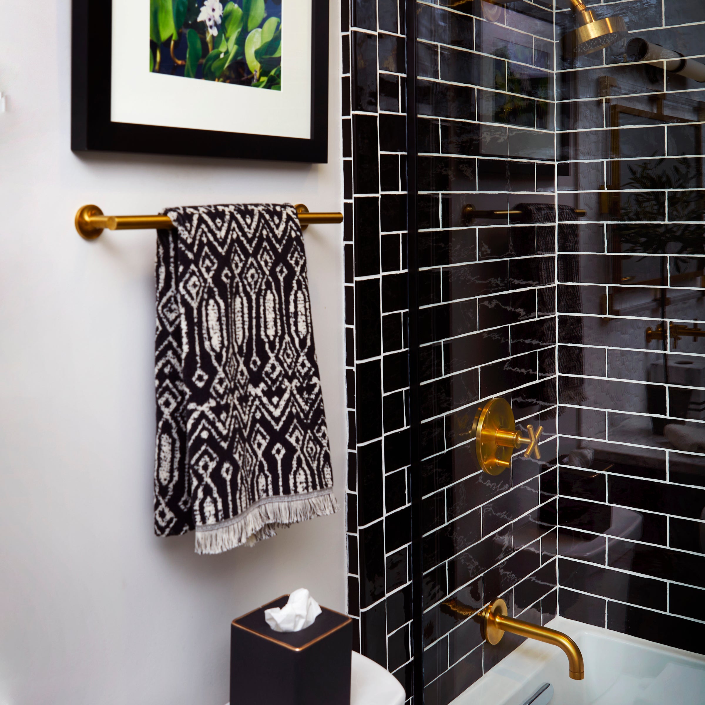 Nador Jacquard Bath Towel, Black/Linen