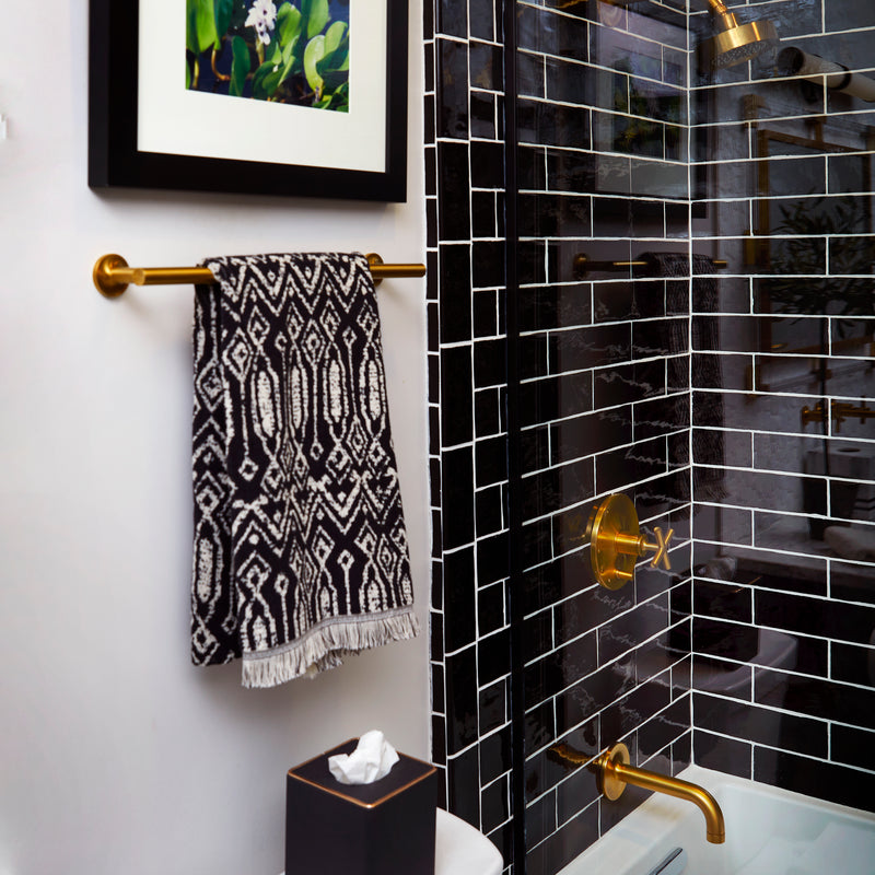 Nador Jacquard Bath Towel, Black/Linen