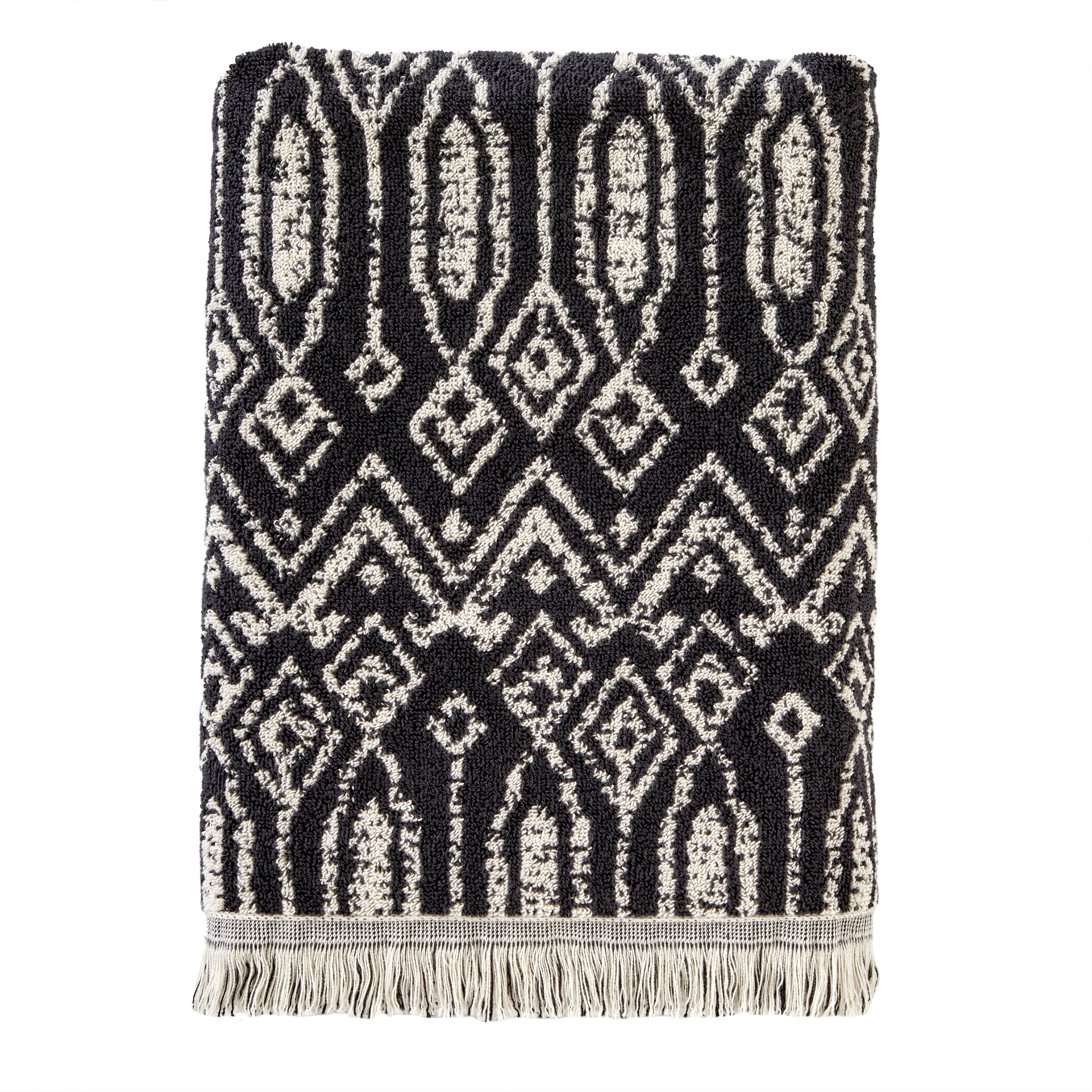 Nador Jacquard Bath Towel, Black/Linen 100% Cotton Fashion SKL Home