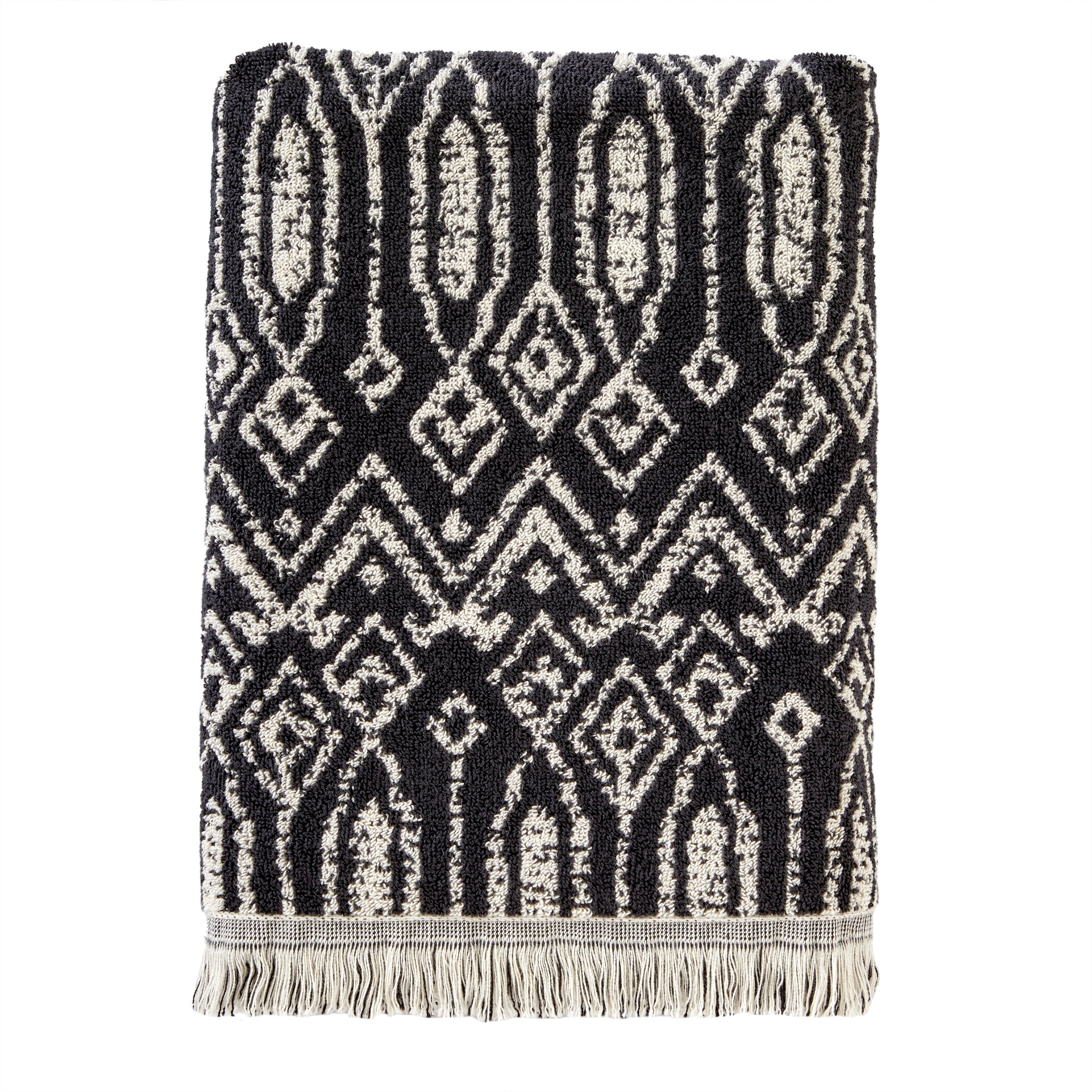 Nador Jacquard Bath Towel, Black/Linen