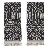 Nador 2-Piece Jacquard Hand Towel Set, Black/Linen