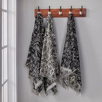 Nador Jacquard Bath Towel, Black/Linen