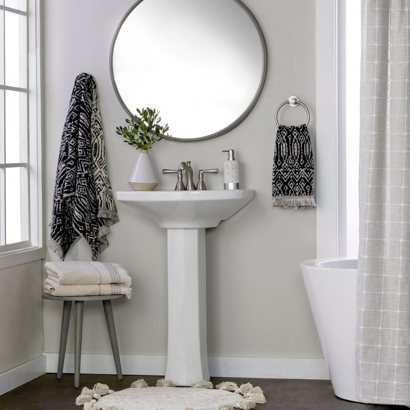 Nador 2-Piece Jacquard Hand Towel Set, Black/Linen