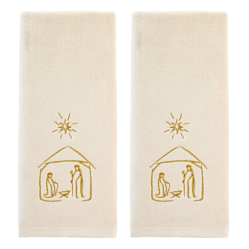Nativity 2-Piece Hand Towel Set, Natural