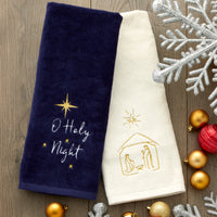 Nativity 2-Piece Hand Towel Set, Natural