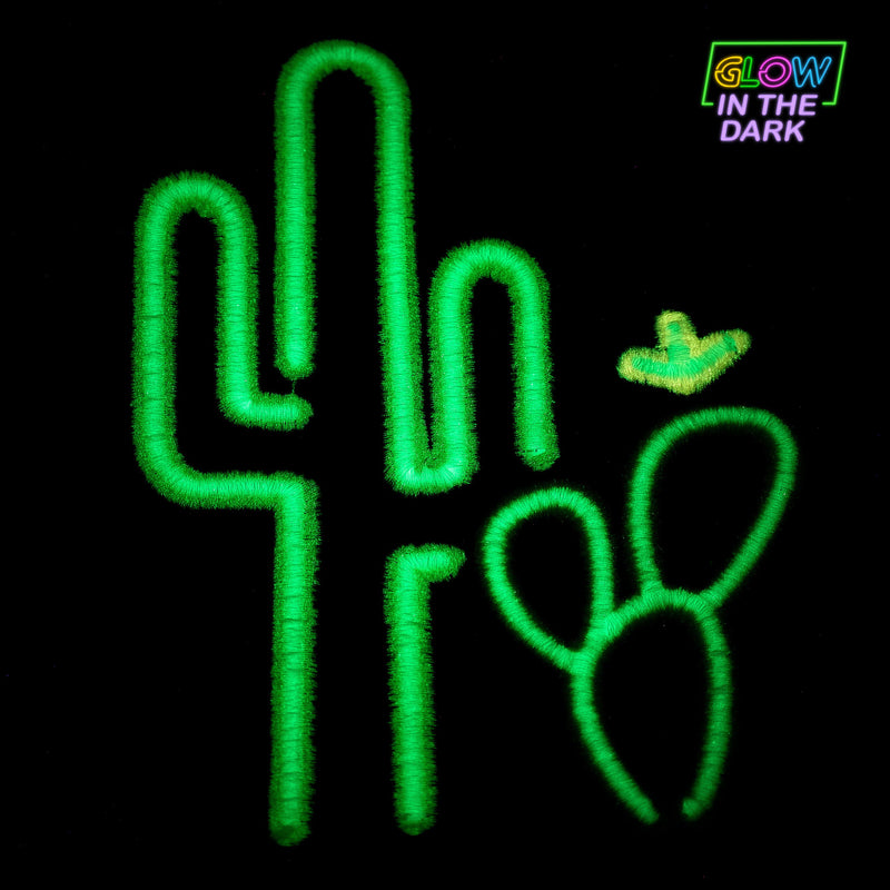 Neon Cactus 2-Piece Hand Towel Set, Black