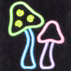 Neon Mushrooms 2-Piece Hand Towel Set, Black