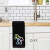 Neon Mushrooms 2-Piece Hand Towel Set, Black
