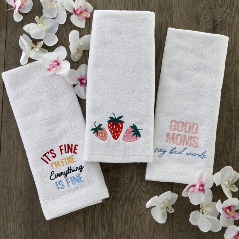Good Moms 2-Piece Hand Towel Set, White