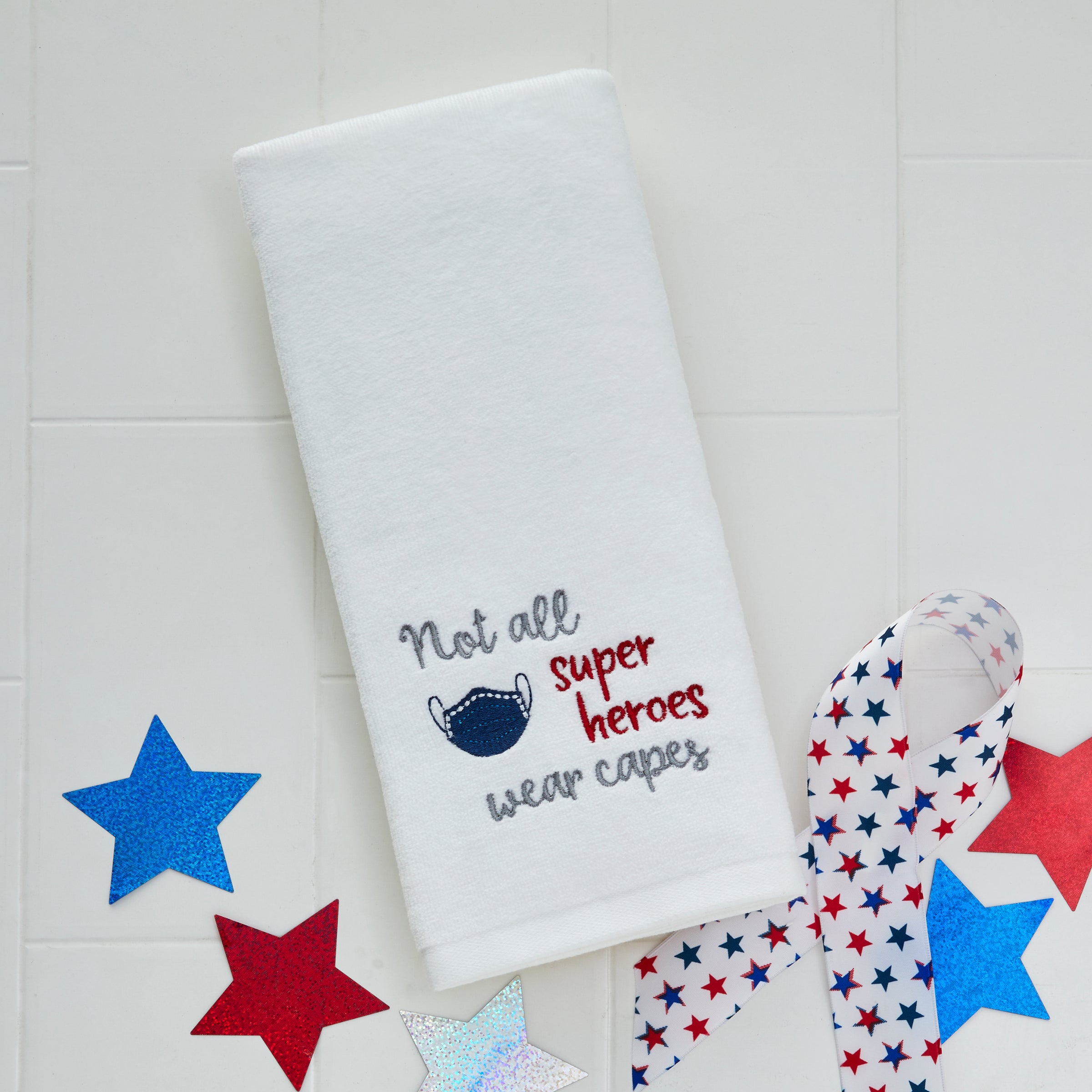 Not All Superheroes Wear Capes 2-Piece Hand Towel Set, White
