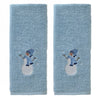 Snowman Sled 2-Piece Hand Towel Set, Light Blue