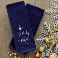O Holy Night 2-Piece Hand Towel Set, Navy