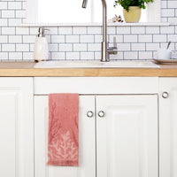 Ocean Coral Sculpted Jacquard 2-Piece Hand Towel Set, Coral