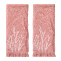 Ocean Coral Sculpted Jacquard 2-Piece Hand Towel Set, Coral