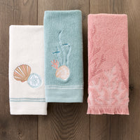 Underwater Embellished 2-Piece Hand Towel Set, Blue